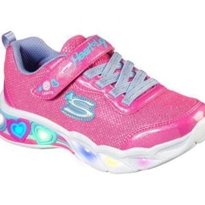 BRAND NEW girl toddler Skechers shimmer heart light up shoes size 5 T